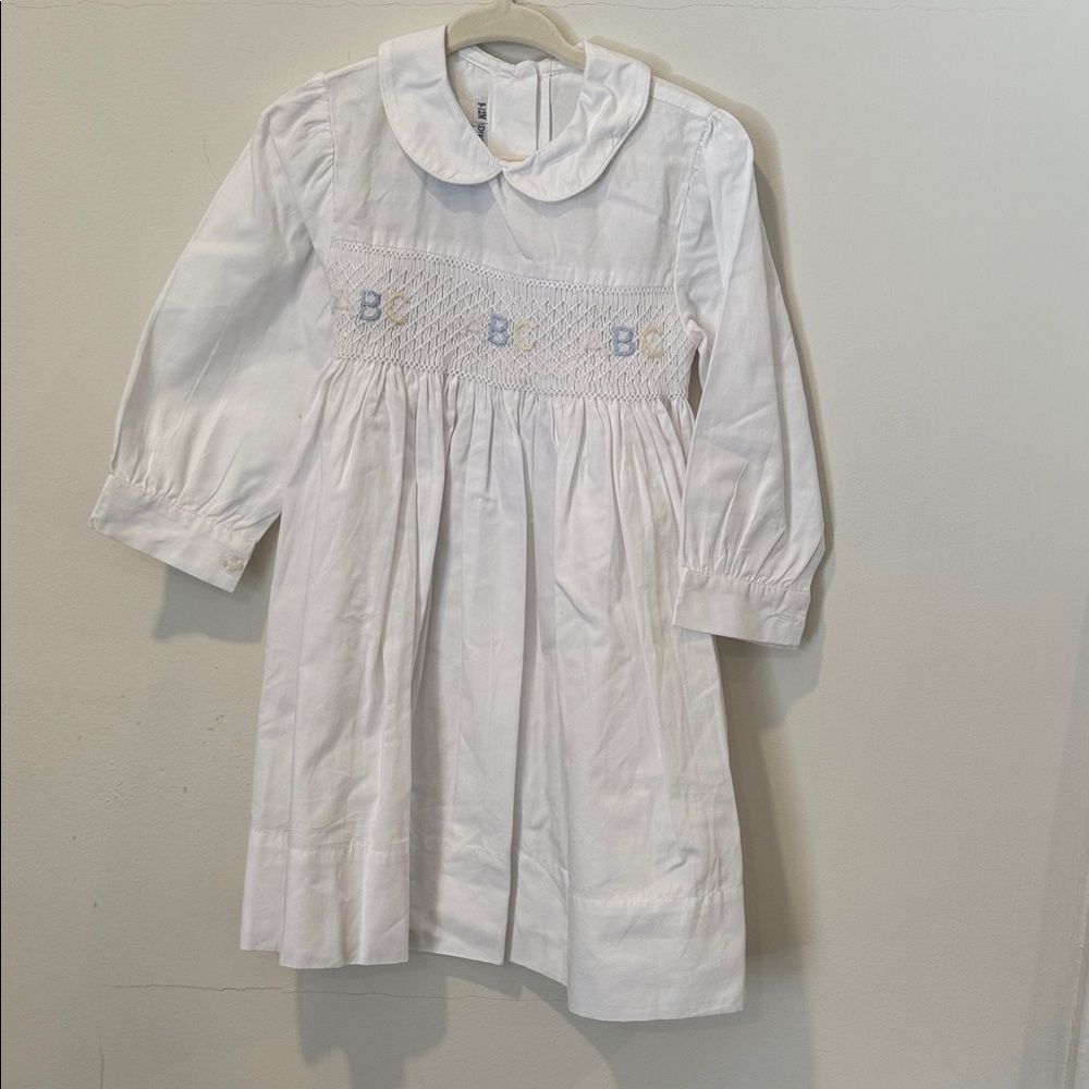 White Smocked Kids Dress